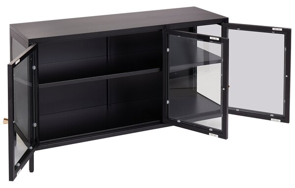 Prosklená komoda NEWPORT Kov 115 cm Černá