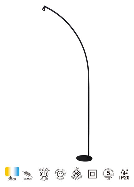 Mantra 9416 Africa, černá stojací lampa se stmívačem LED 8W, 3000K, výška 251cm