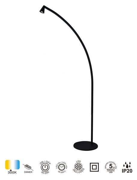 Mantra 9417 Africa, černá stojací lampa se stmívačem LED 5W, 3000K, výška 151cm