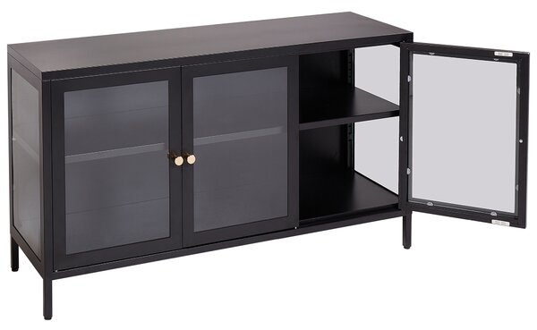 Prosklená komoda NEWPORT Kov 115 cm Černá