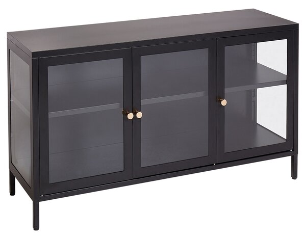Prosklená komoda NEWPORT Kov 115 cm Černá