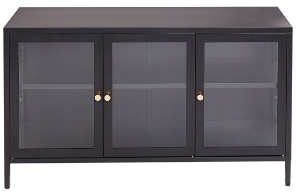 Prosklená komoda NEWPORT Kov 115 cm Černá