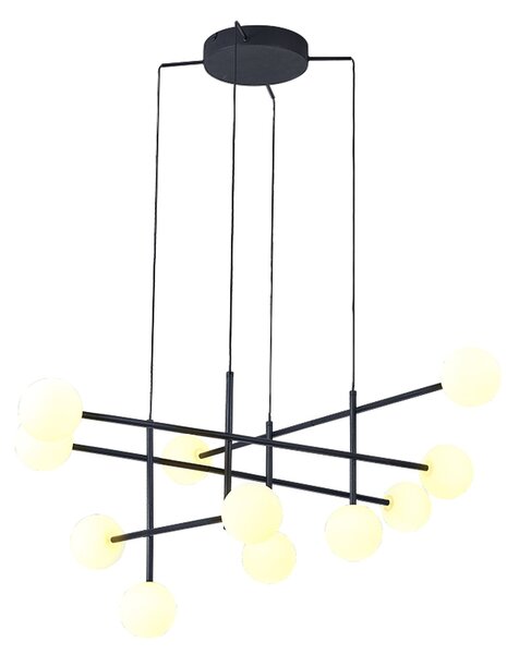 Mantra 7630 Cellar, černé závěsné svítidlo se skleněnými koulemi 11xG4, 5W 3000K, průměr 109cm