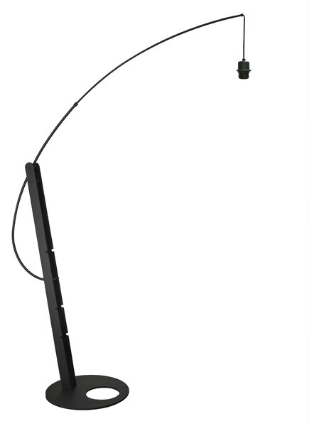 Mantra 9446+9448 Ricca, černá oblouková nastavitelá lampa, 1xE27 30W 2700/3200/4000K, šedé stínítko, výška 230cm