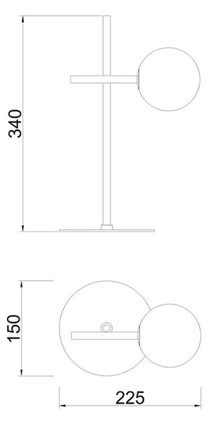 Mantra 7638 Cellar, černá stolní lampa se skleněnou koulí 1xG4, 5W 3000K, výška 34cm