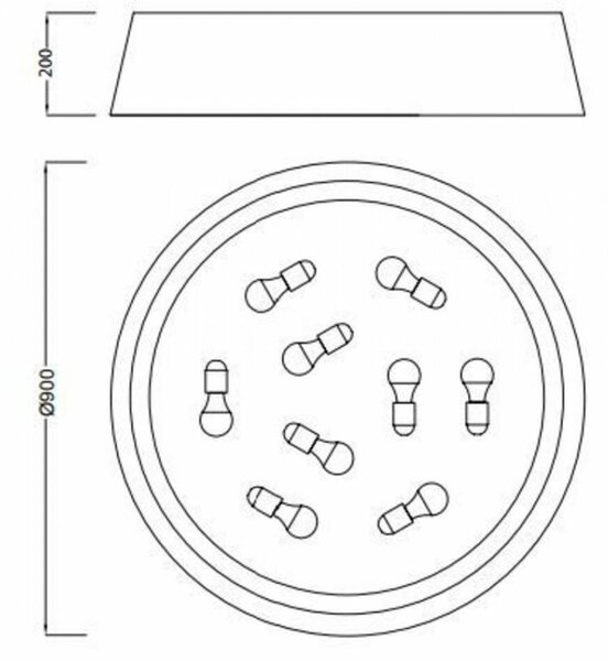 Mantra 4967E 4967E Nordica, černé stropní svítidlo, 9xE27, prům. 90cm