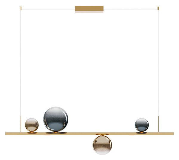 Lodes Random Stick medium, závěsné svítidlo 10W LED 3000K, zlatá/zlatá+modrá, délka 120cm