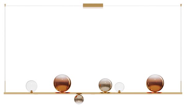 Lodes Random Stick XL, závěsné svítidlo 15W LED 2700K, zlatá/bronzová+čirá+zlatá, délka 180cm