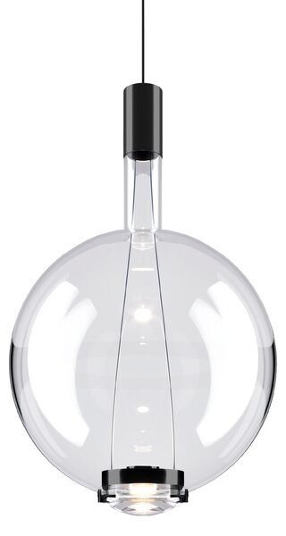 Lodes 14818 0027 Sky-Fall Round Large, závěsné svítidlo čiré sklo/černá, 12W LED 2700K, prům. 34cm