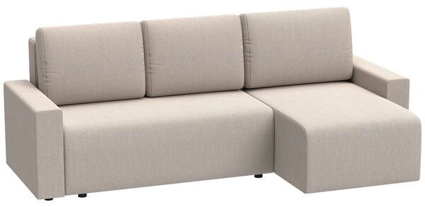 HOMCOM rozkládací rohová pohovka L, 3místná s otočnou chaise – béžový umělý semiš | Aosom