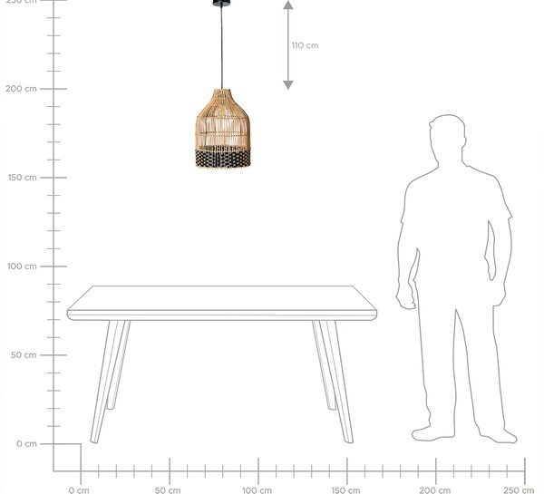 Závěsná lampa GILO Ratan Přírodní