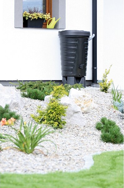 Sud na dešťovou vodu, průměr 64,8 cm, 210 l, černá