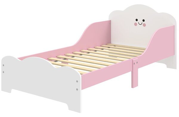 AIYAPLAY dětská postel 140 × 70 cm s ochrannými bočnicemi a laťkovým roštem, růžová – bez matrace | Aosom
