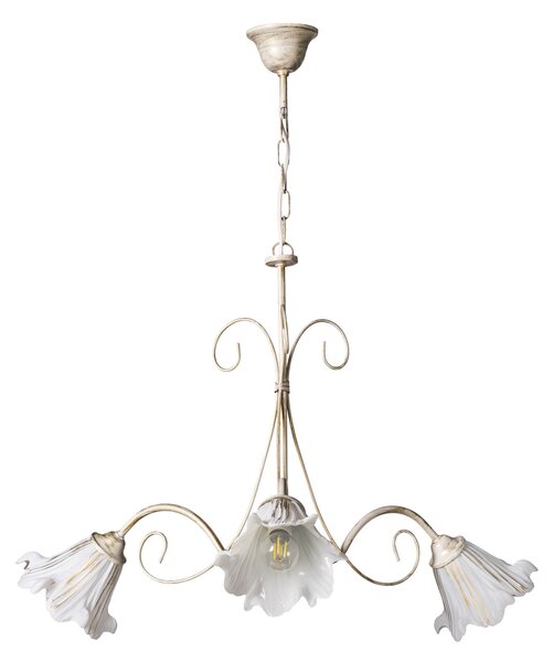 Light for home - Závěsný lustr na řetězu 4133 "TOSKANA" v béžové barvě, 3X40W, E14, béžová, zlatá, patina