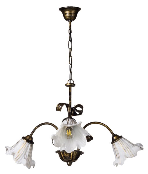 Light for home - Závěsný lustr na řetězu 4133 "TOSKANA" v hnědé barvě, 3X40W, E14, hnědá, měď
