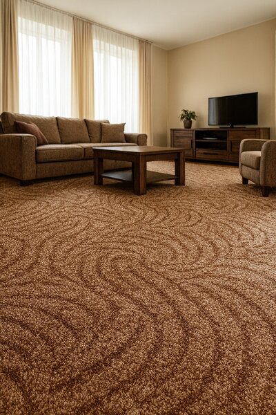 ITC, Metrážový koberec Spring 6450, na míru, šíře 4m,5m, hnědá, filc, ložnice