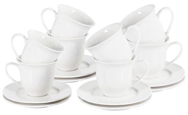 Sada 8 šálků s podšálky ELDERBERRY Porcelán Bílá