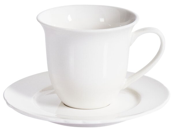 Sada 4 šálků s podšálky ELDERBERRY Porcelán Bílá