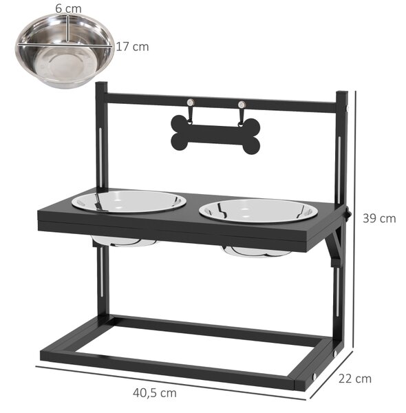 Miska na krmení pro psy výškově nastavitelná do 39 cm, černá D08-057V00BK