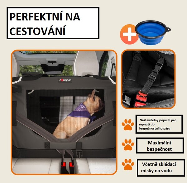 Skládací cestovní box pro psy S, antracitový 109432