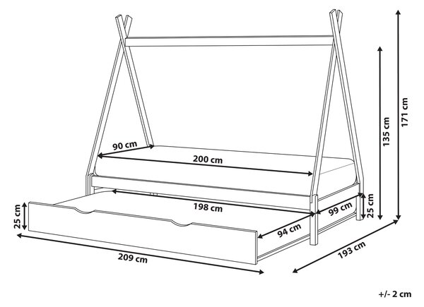 Dětská postel s výsuvným lůžkem Borovicové dřevo TALMONTIERS 90 x 200 cm Šedá