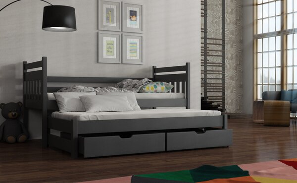 Dětská postel s přistýlkou DEBRA - 80x180, grafit