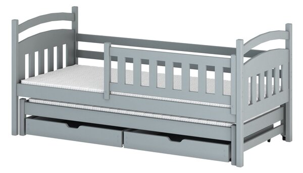 Dětská postel pro 2 se šuplíky GABINA - 80x160, šedá