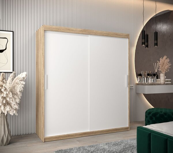 Skříň s posuvnými dveřmi v šířce 180 cm TIMEA - dub sonoma / bílá