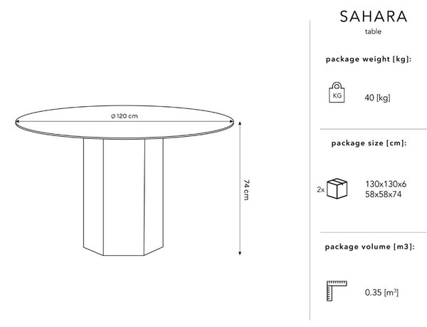 Bílý mramorový jídelní stůl Micadoni Sahara 120 cm