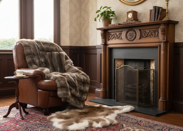 Skinnwille Home Collection Polštář Hunter Brown, umělá kožešina, 50x90 cm