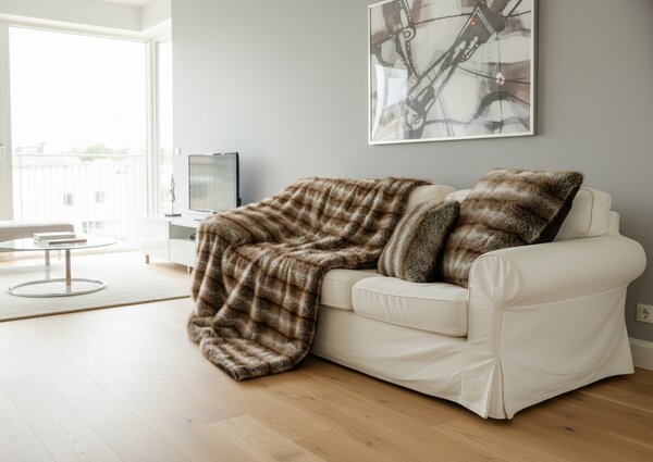 Skinnwille Home Collection Polštář Hunter Brown, umělá kožešina, 50x90 cm
