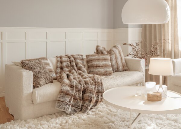 Skinnwille Home Collection Polštář Hunter Brown, umělá kožešina, 50x90 cm