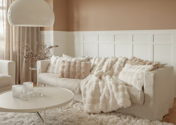 Skinnwille Home Collection Polštář Misty Beige, umělá kožešina, 60x40 cm