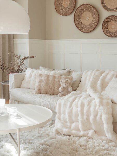 Skinnwille Home Collection Polštář Misty Beige, umělá kožešina, 60x40 cm
