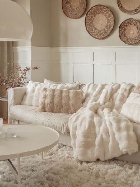 Skinnwille Home Collection Polštář Misty Beige, umělá kožešina, 60x40 cm