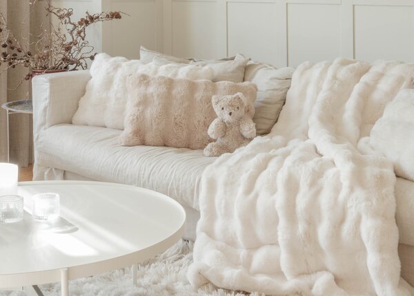 Skinnwille Home Collection Polštář Misty Beige, umělá kožešina, 60x40 cm