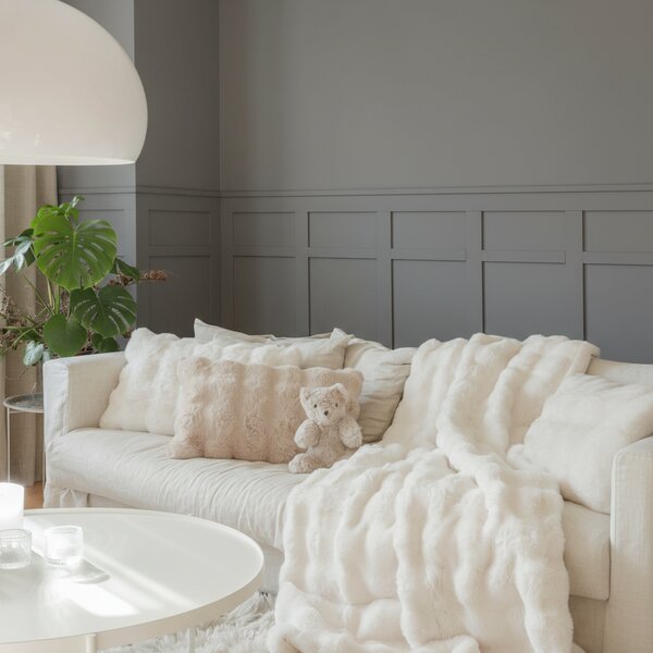 Skinnwille Home Collection Polštář Misty Beige, umělá kožešina, 60x40 cm