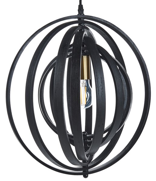 Závěsná lampa MURRELL Topolové dřevo Černá