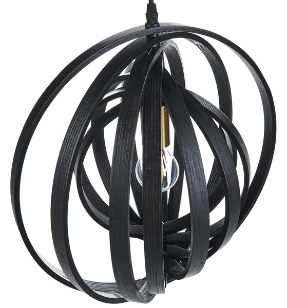 Závěsná lampa MURRELL Topolové dřevo Černá