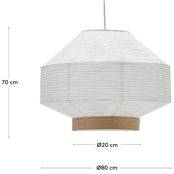 Bílé papírové stínidlo Kave Home Hila 80 cm