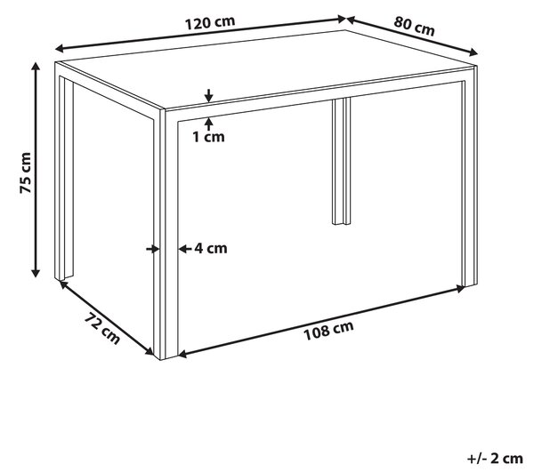Jídelní stůl LAVOS Černá 120 cm 80 cm Bezpečnostní sklo