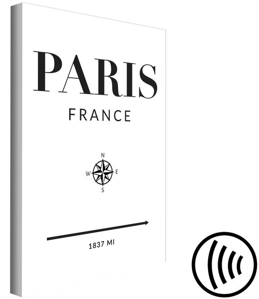Obraz Směr Paříž (1-dílný) svislý - černobílý anglický nápis