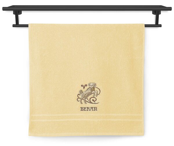 Ručník s osuškou Veba RUJANA Pruh žlutá s výšivkou Beran Velikost: 50x100 cm + 70x140 cm