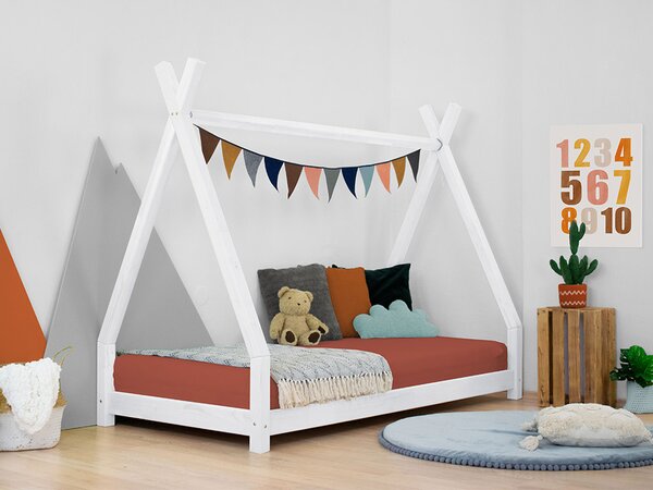 Benlemi Dětská dřevěná postel NAKANA ve tvaru teepee Zvolte barvu: Bílá, Rozměr: 80 x 160 cm