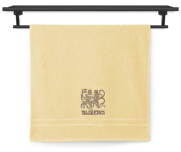 Ručník s osuškou Veba RUJANA Pruh žlutá s výšivkou Blíženci Velikost: 50x100 cm + 70x140 cm