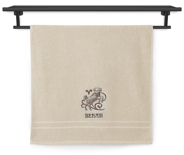 Ručník s osuškou Veba RUJANA Pruh béžová s výšivkou Beran Velikost: 50x100 cm + 70x140 cm