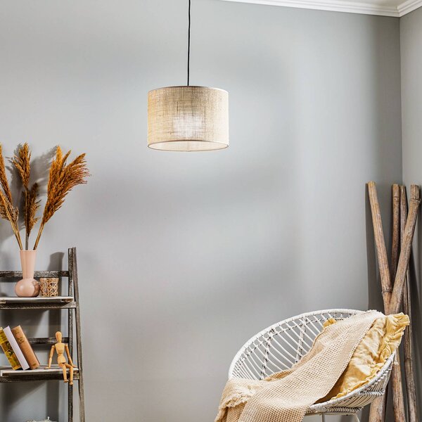 TK Lighting Závěsné světlo Juta, jednoplamenné Ø 30 cm, stmívatelný, Hnědá / rez, Obývací pokoj / jídelna, Textil / tkanina / hedvábí