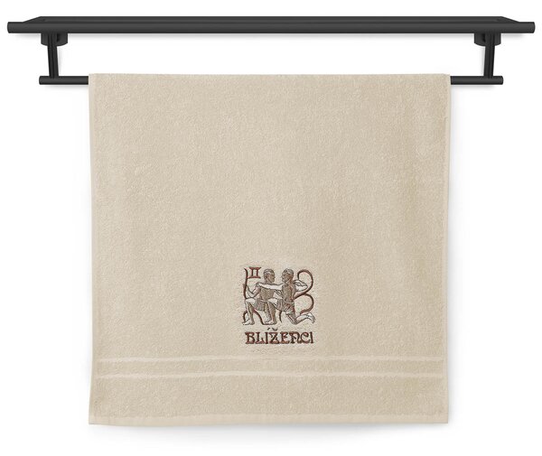 Ručník s osuškou Veba RUJANA Pruh béžová s výšivkou Blíženci Velikost: 50x100 cm + 70x140 cm