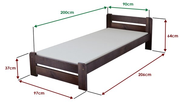 Postel Laura 90 x 200 cm, ořech