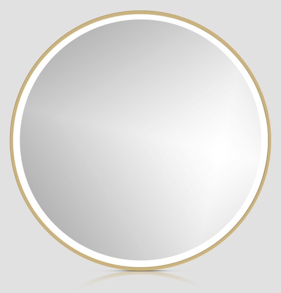 In-Design Zrcadlo RoundLine premium - zlatý matný rám, s LED osvětlením Vypínač: S vypínačem, Průměr zrcadla (mm): 600